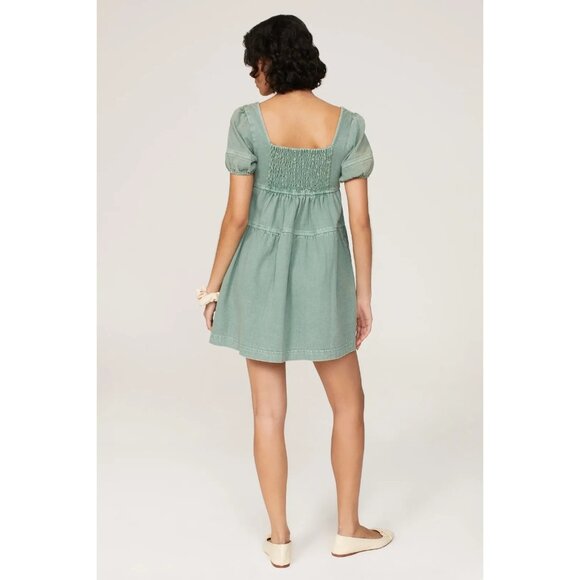Louna Green Denim Mini Dress - Picture 2 of 11